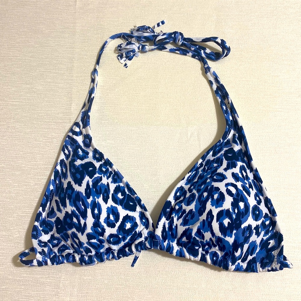 CALME by Johnny Was Blue Tiger String Bikini Top w Tassels Size S